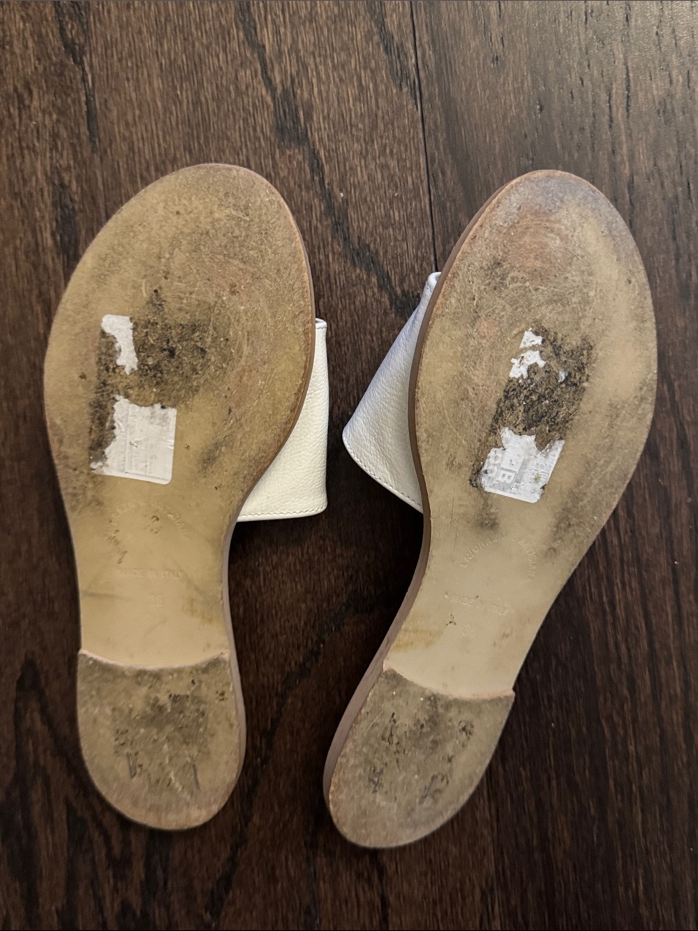 Valentino Cream Slide Sandals with Gold Logo Medallions - Picture 2 of 6